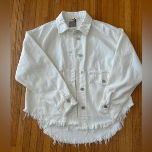 AllSaints Frayed Hem Denim Jacket in White